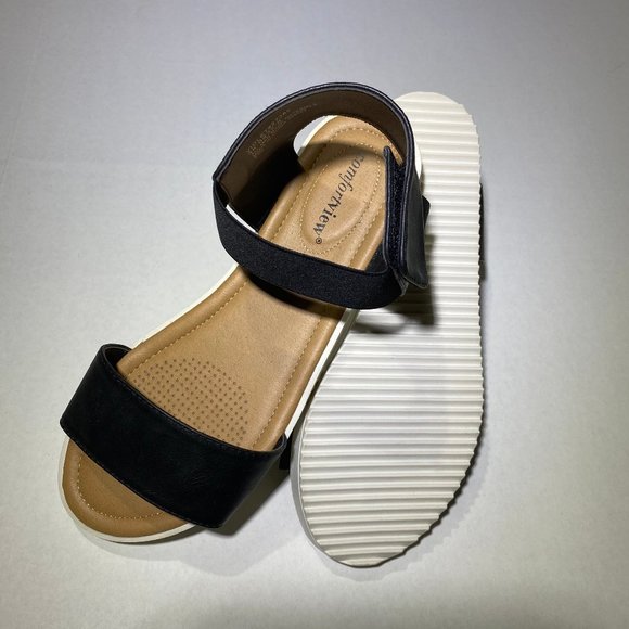 COMFORTVIEW Violet Sandal, Black, Size 7 W - Picture 2 of 10